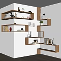 Modern Nordic Corner Bookshelf Shelf Partition 3d model
