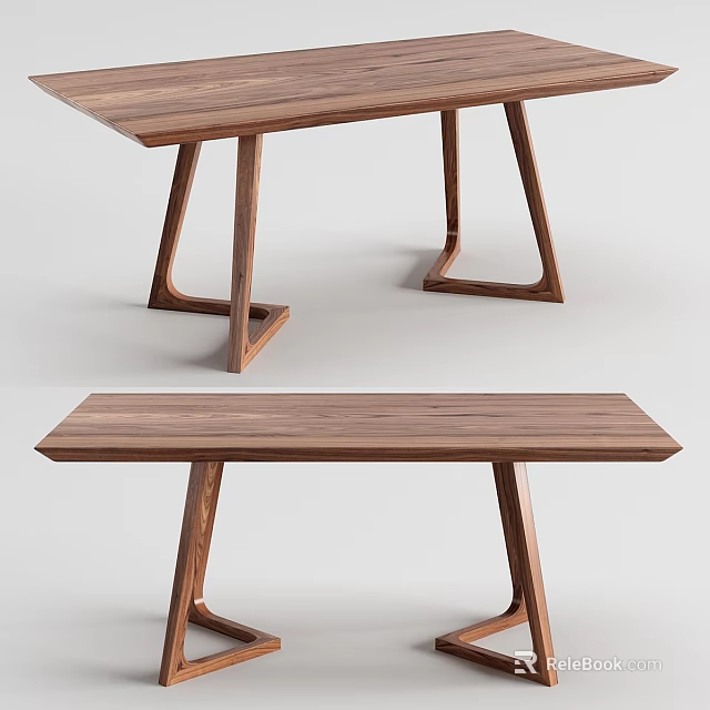 Modern Wooden Table Design With Unique Leg Structure And Smooth Surface 3d model 