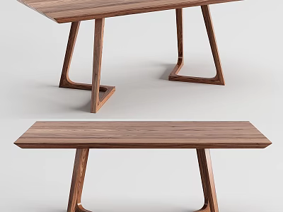 Modern Wooden Table Design With Unique Leg Structure And Smooth Surface 3d model