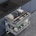 Modern Kitchen Cabinets Featuring Slide Out Double Drawer Storage For Dishes Utensils