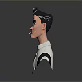 3D Cartoon Male Character With Slicked Back Hair White Shirt Black Suspenders And Smoking Cigarette