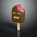 Chocolate Popsicle With Smiling Face And Pink Filling Sweet Dessert Treat