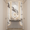 Cream Simple Wind Suspension Shape Curved Light Strip Corridor End View Entrance 3d model