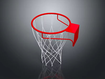 Basketball Hoop With Red Rim White Net And Red Backboard Design 3d model
