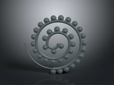 Snail Inspired Spiral Sculpture With Round Balls Arranged On Gray Background 3d model