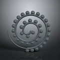 Snail Inspired Spiral Sculpture With Round Balls Arranged On Gray Background