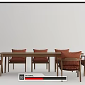 Nordic Dining Table and Chair Combination Solid Wood Dining Table and Chair Combination 3d model