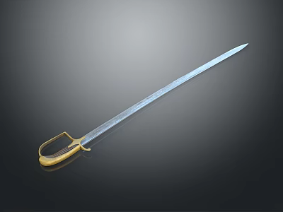 Classic Historical Sword With Golden Hilt And Silver Blade In Detailed Design 3d model