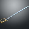 Classic Historical Sword With Golden Hilt And Silver Blade In Detailed Design