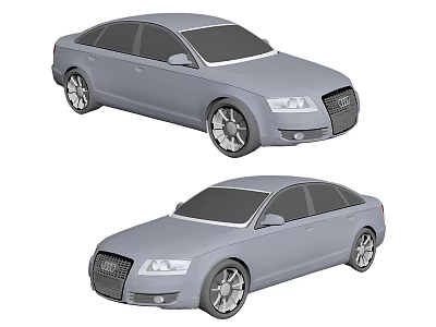 Two Gray Modern Sedan Cars With Detailed 3D Render In Different Angles 3d model
