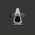 Futuristic Silver Weapon With Blue Accents Red Buttons And Sleek Base Design