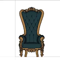 Ornate Leisure Chair With Gold Carvings Dark Green Leather And Tufted Backrest