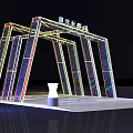 Dazzling Light Effects On Vibrant Gate Arches With Geometric Structure Design 3d model