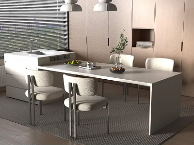 Modern Nakajima Dining Table and Chair Combination 3d model