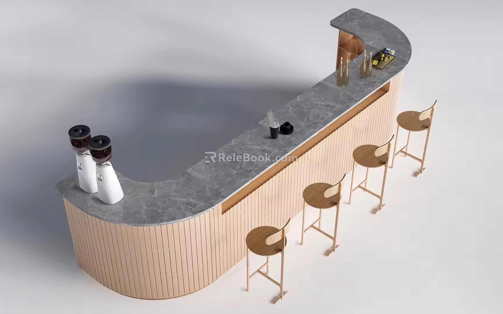 Modern Bar Table and Chair Bar Desk Reception Desk 3d model