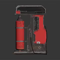 Red And Black Industrial Equipment With Cylindrical Tanks And Mechanical Design