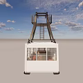 Cable Car Cabin With Metal Support Structure And Windows On White Background 3d model