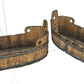 Vintage Wooden Boat Shaped Decorative Ornament Set with Rustic Texture for Home