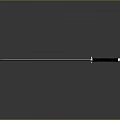 Long Bladed Weapon With Blue Steel Blade And Wooden Handle On Dark Background