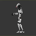 White Robotic Game Movie Character With Mechanical Limbs And Head