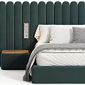 Modern Double Bed With Upholstered Headboard Side Tables And Cozy Bedding Sets 3d model