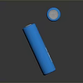 Blue Cylindrical Batteries In Standing And Lying Positions On Reflective Surface 3d model
