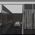Elegant Modern Lobby Interior With Dark Marble Floor TV Yellow Accent Lines And Ceiling Light Strips