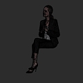 Sitting posture lady talking posture workplace lady 3d model