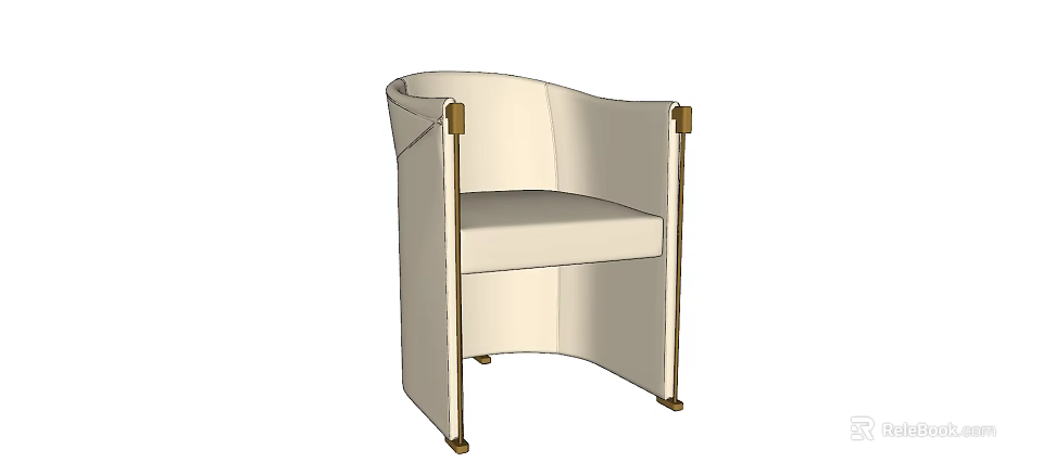 Modern Cream Upholstered Single Sofa With Metal Accents And Armrest Design 3d model 