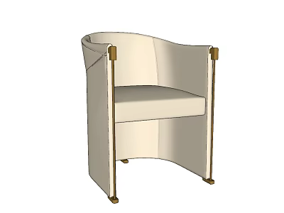 Modern Cream Upholstered Single Sofa With Metal Accents And Armrest Design 3d model