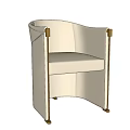 Modern Cream Upholstered Single Sofa With Metal Accents And Armrest Design