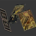 Ornate Decorative Cards With Intricate Gold Patterns And Black Backgrounds