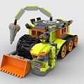 Lego toy building blocks excavator engineering truck bulldozer dump truck 3d model