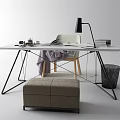 Modern Desk Chair Desk Trash 3d model