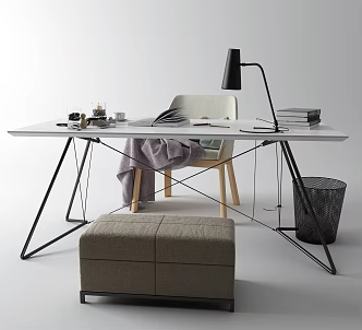 Modern Desk Chair Desk Trash 3d model