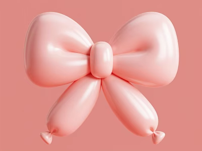 Soft Pink 3D Bow Design With Smooth Shiny Surface On Pastel Background 3d model