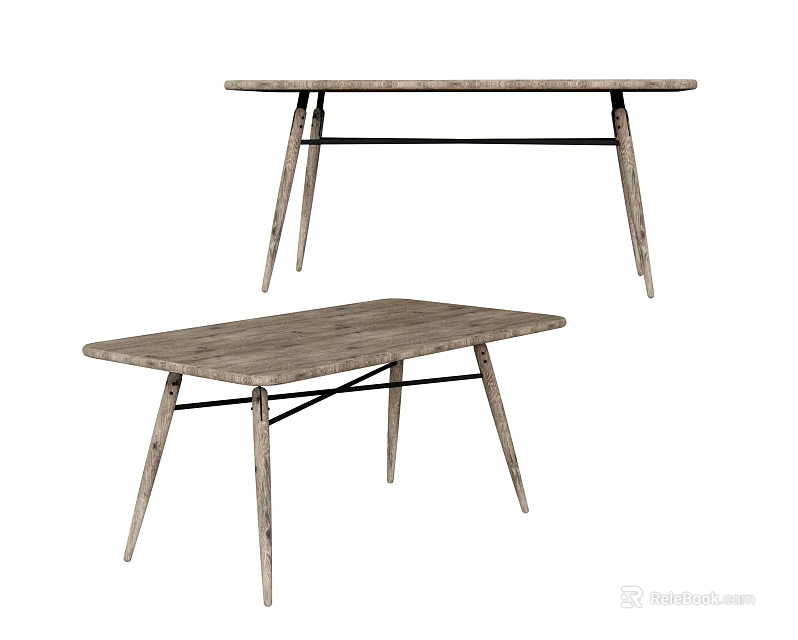 Modern Wooden Dining Tables With Slim Legs And Minimalist Design For Home 3d model 