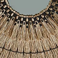 Natural Circular Straw Wall Decor With Central Mirror And Handwoven Texture 3d model