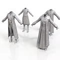 Gray Long Coats With Different Styles And Designs On White Background 3d model