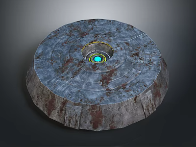 Futuristic Circular SciFi Structure With Glowing Blue Core And Weathered Surface 3d model