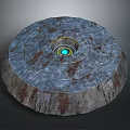 Futuristic Circular SciFi Structure With Glowing Blue Core And Weathered Surface 3d model