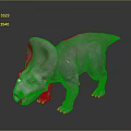Baby Dinosaur with Large Frill Small Horns Open Mouth Gray Skin on Dark Reflective Surface