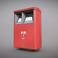 Red Postbox With Mail Slots And POST Label On Gray Background 3d model