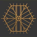 Orange Wooden Gazebo Frame Structure With Intricate Roof Support Beams