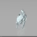 Detailed Animal Organ Skeleton Skull With Sharp Teeth And Blue Accents On Dark Background