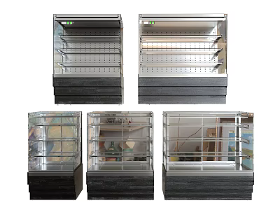 Various Retail Showcase Shelves With Glass Doors And Multiple Layers 3d model