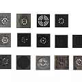 Various Floor Drain Designs Featuring Decorative Grid Patterns And Styles 3d model