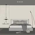 Modern Bedroom Interior Design With Textured Wall Platform Bed Nightstand Lamp And Floor Rug