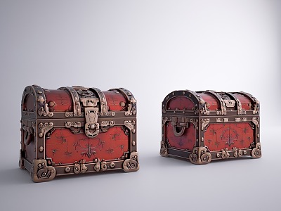 European-style Retro Treasure Chest Medieval Treasure Chest Exquisite Chest Wooden Treasure Chest 3d model