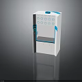 White Electronic Storage Cabinet With Transparent Window Blue Top Design And Display Screen